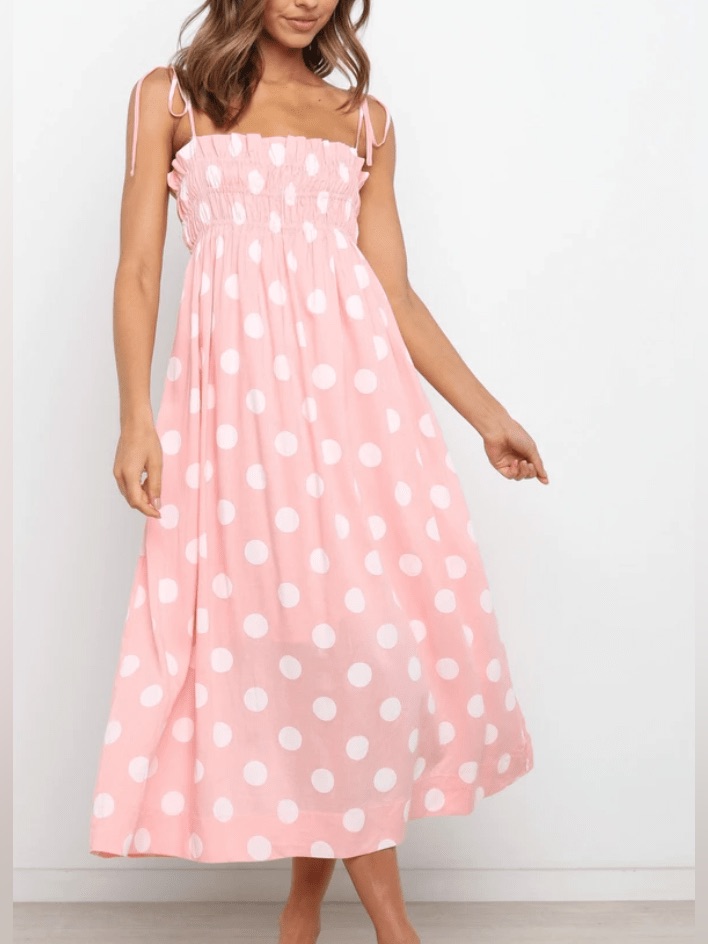 Petal & Pup Pink Polka Dot Margaret Midi Dress